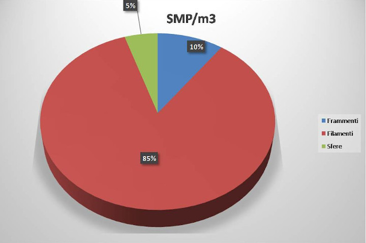 Grafico 2: Rappresentazione della suddivisione percentuale delle SMP/m3 (Fonte: Agenzia provinciale per l'ambiente e la tutela del clima)