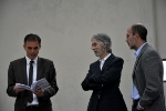 Richard Theiner, Renato Palaia e Giulio Angelucci durante la presentazione del libro presso l’ex Alumix di Bolzano