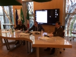 LR Theiner mit dem Trentiner Umweltlandesrat Mauro Gilmozzi (Mi.) und Dario Furlanetto, Direktor des Parco dell’Adamello bei der heutigen Diskussionsrunde auf der Expo.